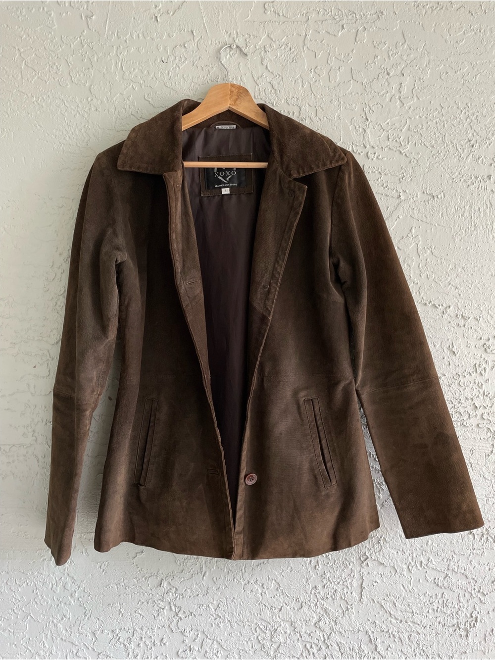 Vintage late 90’s early 2000’s XOXO Brown Genuine Suede Leather Jacket